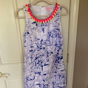 Lilly Pulitzer, purple shift with pom poms, size 4, EUC